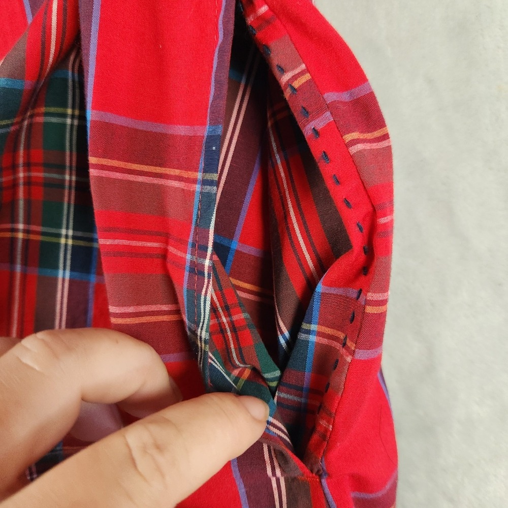 Vineyard Vines Dress L Womens Plaid Poplin Red Tartan Preppy Old Money Luxury - Picture 7 of 9